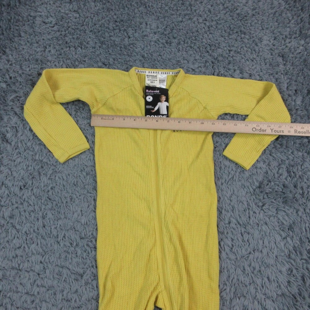 Bonds Coverall One Piece Kids 4 Yellow Eco Thermal Waffle Knit Zip Pajamas NWT - Picture 4 of 16